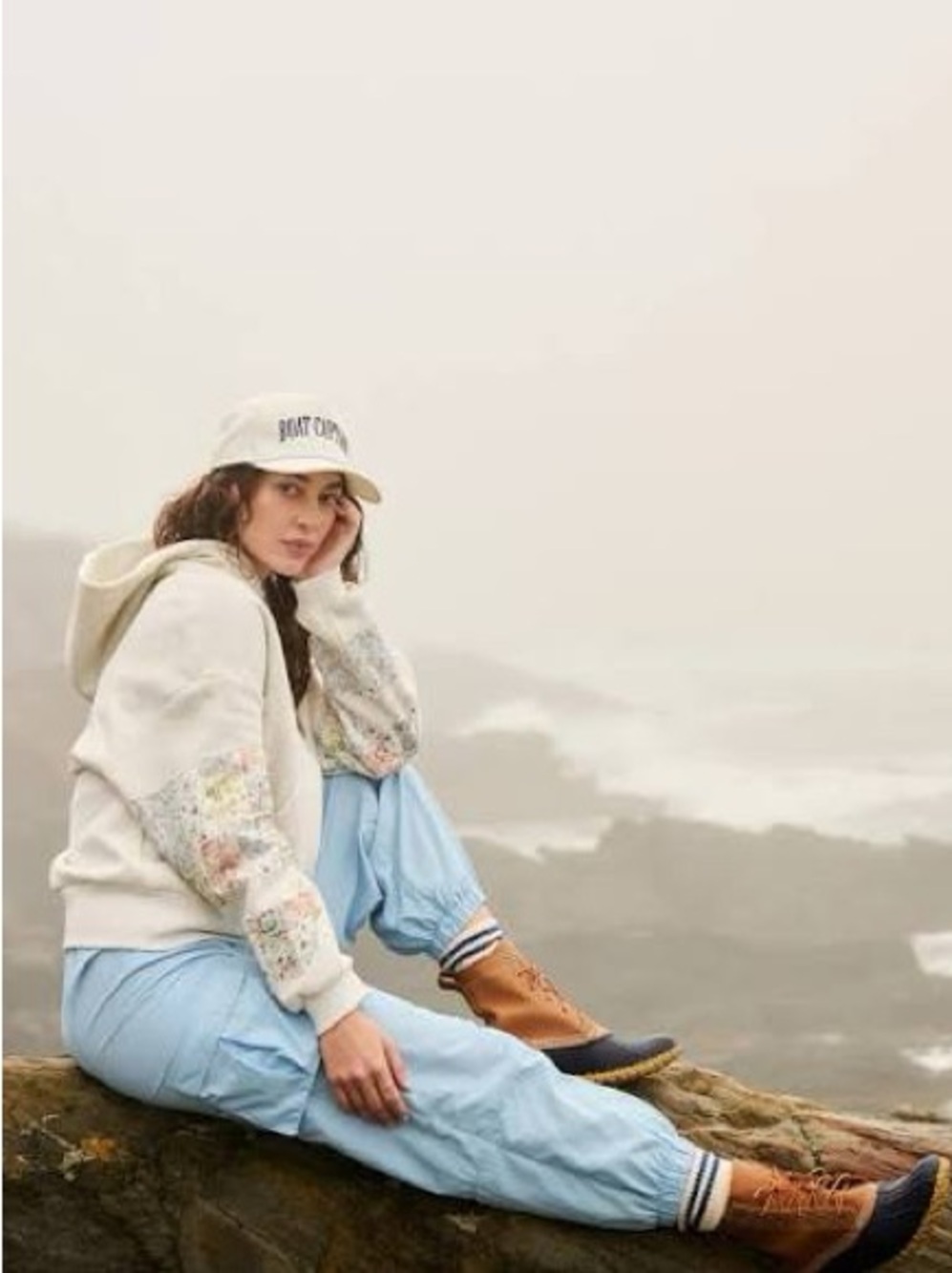 Altar'd State Cream Hoodie Sweater with Pastel Floral Patchwork - Picture 4 of 4